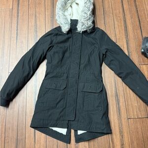 Hollister Black Ski Jacket with Faux Fur Hood